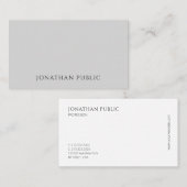 Trendy moderne elegante grijze witte professionele visitekaartje (Voorkant / Achterkant)