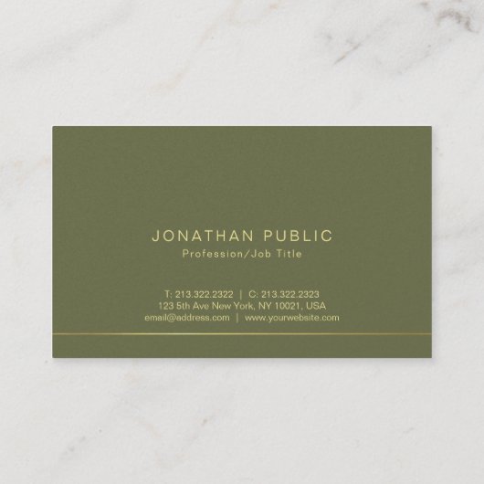 Trendy Moderne Elegante Groene Parel Afwerking Lux Visitekaartje (Achterkant)