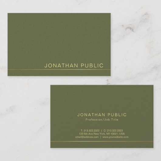 Trendy Moderne Elegante Groene Parel Afwerking Lux Visitekaartje (Voorkant / Achterkant)