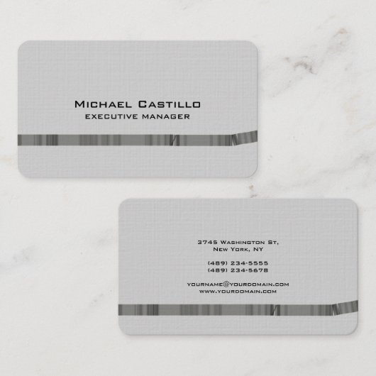 Trendy moderne elegante lichtgrijze minimalist visitekaartje (Voorkant / Achterkant)