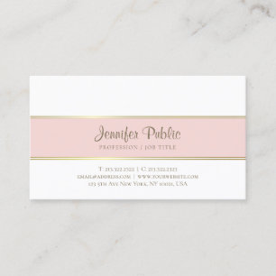 Trendy Moderne Elegante Roze Goud Witte Eenvoudige Visitekaartje