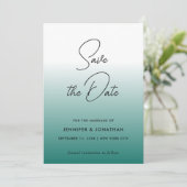 Trendy Moderne Elegante Teal Eenvoudige Calligrafi Save The Date (Staand voorkant)