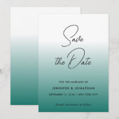 Trendy Moderne Elegante Teal Eenvoudige Calligrafi Save The Date (Voorkant / Achterkant)