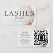 Trendy Moderne Eyelash Extensions QR Gold Visitekaartje (Voorkant / Achterkant)