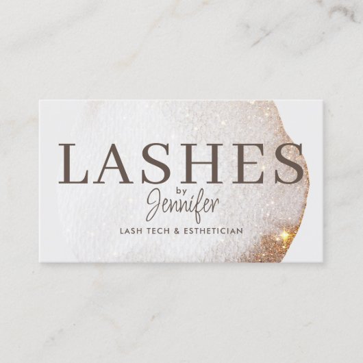 Trendy Moderne Eyelash Extensions QR Gold Visitekaartje (Voorkant)