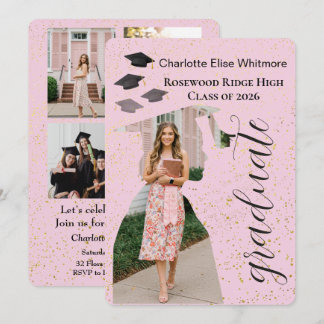 Trendy moderne foto afstudeer uitnodigingskaart kaart