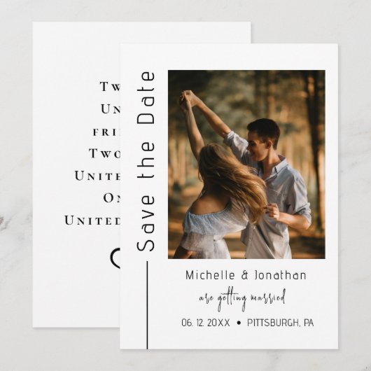 Trendy moderne foto Christelijke bruiloft Save The Date (Voorkant / Achterkant)
