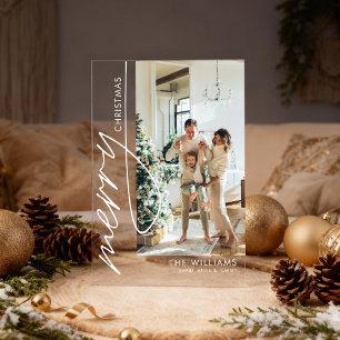 Trendy Moderne Foto Kerst Kaart Acryl Uitnodigingen