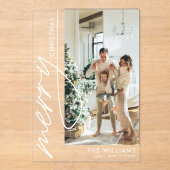 Trendy Moderne Foto Kerst Kaart Acryl Uitnodigingen (Voorkant)