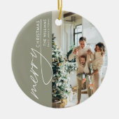 Trendy moderne foto Kerstmis Keramisch Ornament (Voorkant)