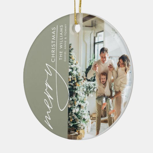 Trendy moderne foto Kerstmis Keramisch Ornament (Links)