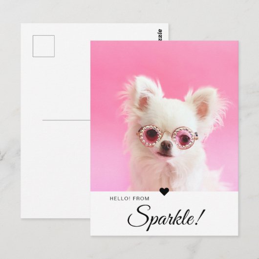 Trendy Moderne Foto Script Naam QR Code Briefkaart (Voorkant / Achterkant)
