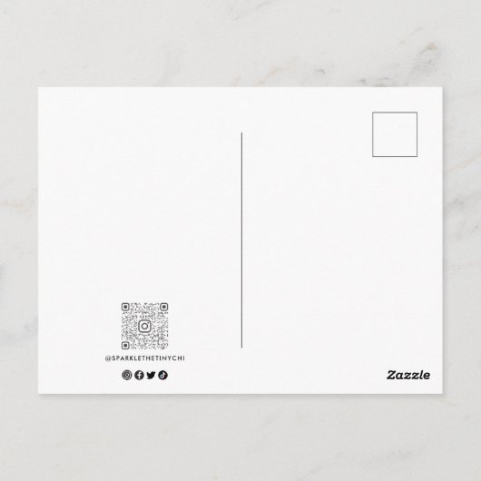 Trendy Moderne Foto Script Naam QR Code Briefkaart (Achterkant)