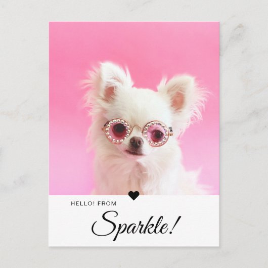 Trendy Moderne Foto Script Naam QR Code Briefkaart (Voorkant)