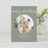 Trendy Moderne Foto Vrolijk Kerstfeest Feestdagenkaart (Staand voorkant)