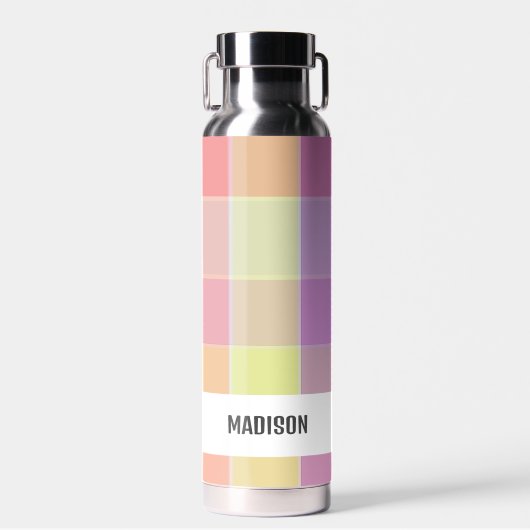 Trendy Moderne Gepersonaliseerde Plaid Waterfles (Voorkant)