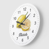 Trendy Moderne Gepersonaliseerde Waterverf Gele Le Grote Klok (Hoek)