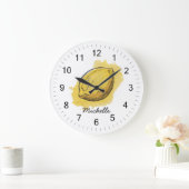 Trendy Moderne Gepersonaliseerde Waterverf Gele Le Grote Klok (Huis)