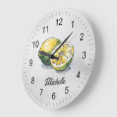 Trendy Moderne Gepersonaliseerde Waterverf Gele Le Grote Klok (Hoek)