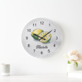 Trendy Moderne Gepersonaliseerde Waterverf Gele Le Grote Klok (Huis)