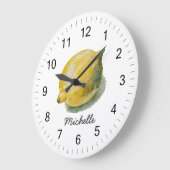 Trendy Moderne Gepersonaliseerde Waterverf Gele Le Grote Klok (Hoek)
