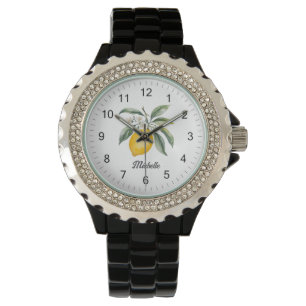 Trendy Moderne Gepersonaliseerde Waterverf Gele Le Horloge