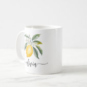 Trendy Moderne Gepersonaliseerde Waterverf Gele Le Koffiemok (Voorkant links)