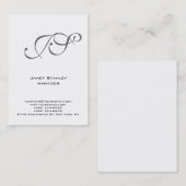 Trendy moderne gewone witte grijze monogram visitekaartje (Voorkant / Achterkant)