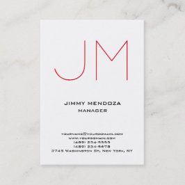Trendy moderne gewone witte monogram visitekaartje