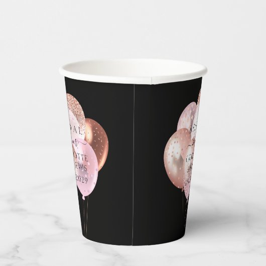 Trendy, moderne, glitterballonnen papieren bekers (Rechts)