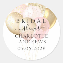 Trendy, moderne, glitterballonnen ronde sticker