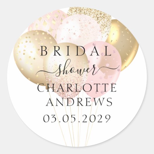 Trendy, moderne, glitterballonnen ronde sticker (Voorkant)