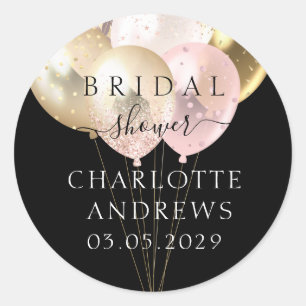 Trendy, moderne, glitterballonnen ronde sticker