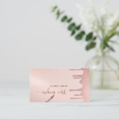 Trendy Moderne Glitterdruppels, Lippenstift, Make- Visitekaartje (Staand voorkant)