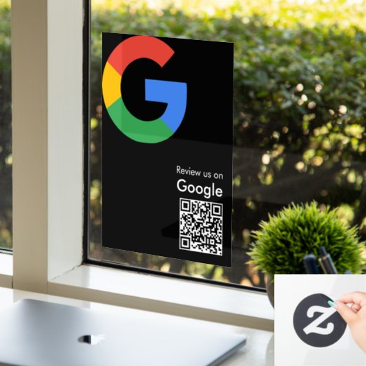 Trendy moderne Google Review QR-code Raamsticker (Kantoor)