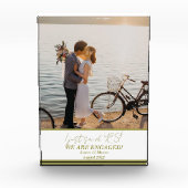 Trendy Moderne Gouden Verlovings Koppel Fotoblok (Voorkant)