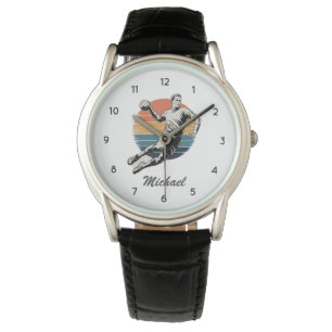 trendy moderne handbalspeler gepersonaliseerd horloge