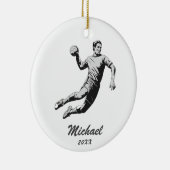  trendy moderne handbalspeler gepersonaliseerd keramisch ornament (Rechts)