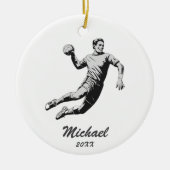 trendy moderne handbalspeler gepersonaliseerd keramisch ornament (Voorkant)