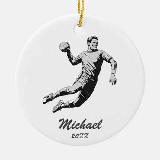  trendy moderne handbalspeler gepersonaliseerd keramisch ornament (Voorkant)