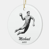  trendy moderne handbalspeler gepersonaliseerd keramisch ornament (Links)