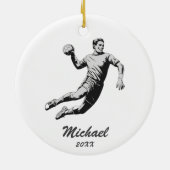  trendy moderne handbalspeler gepersonaliseerd keramisch ornament (Achterkant)