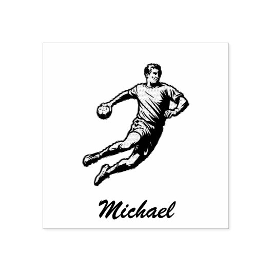  trendy moderne handbalspeler gepersonaliseerd rubberstempel (Afrduk)