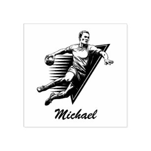  trendy moderne handbalspeler gepersonaliseerd rubberstempel
