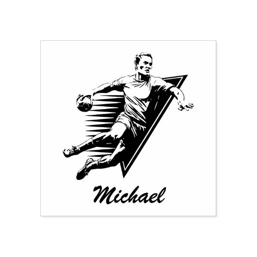 trendy moderne handbalspeler gepersonaliseerd rubberstempel (Afrduk)
