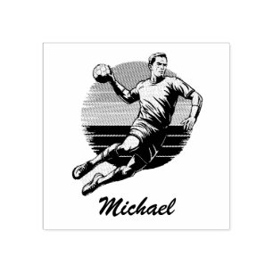  trendy moderne handbalspeler gepersonaliseerd rubberstempel