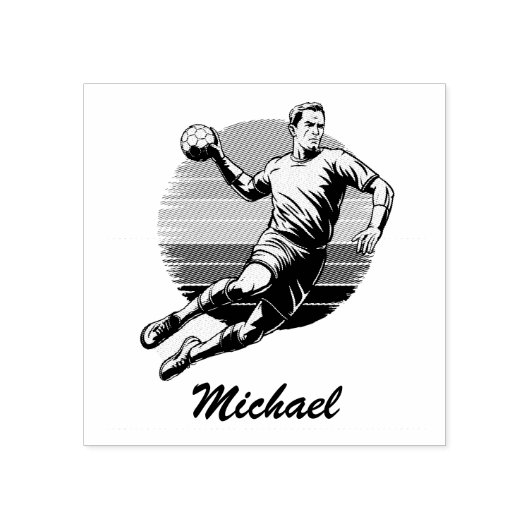 trendy moderne handbalspeler gepersonaliseerd rubberstempel (Afrduk)