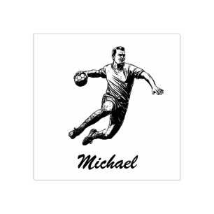  trendy moderne handbalspeler gepersonaliseerd rubberstempel