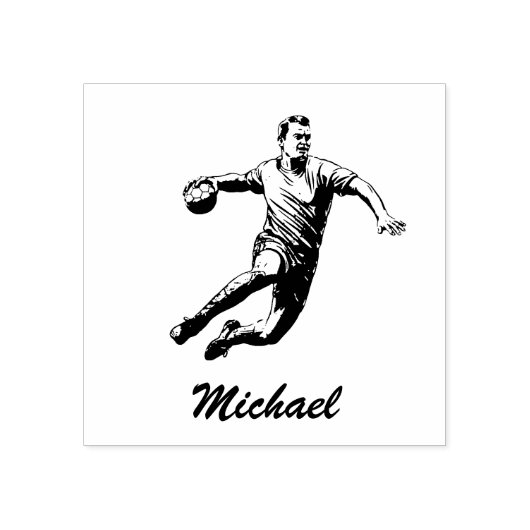  trendy moderne handbalspeler gepersonaliseerd rubberstempel (Afrduk)