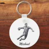  trendy moderne handbalspeler gepersonaliseerd sleutelhanger (Achterkant)